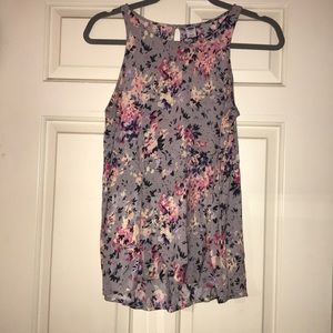 High neck floral tank top